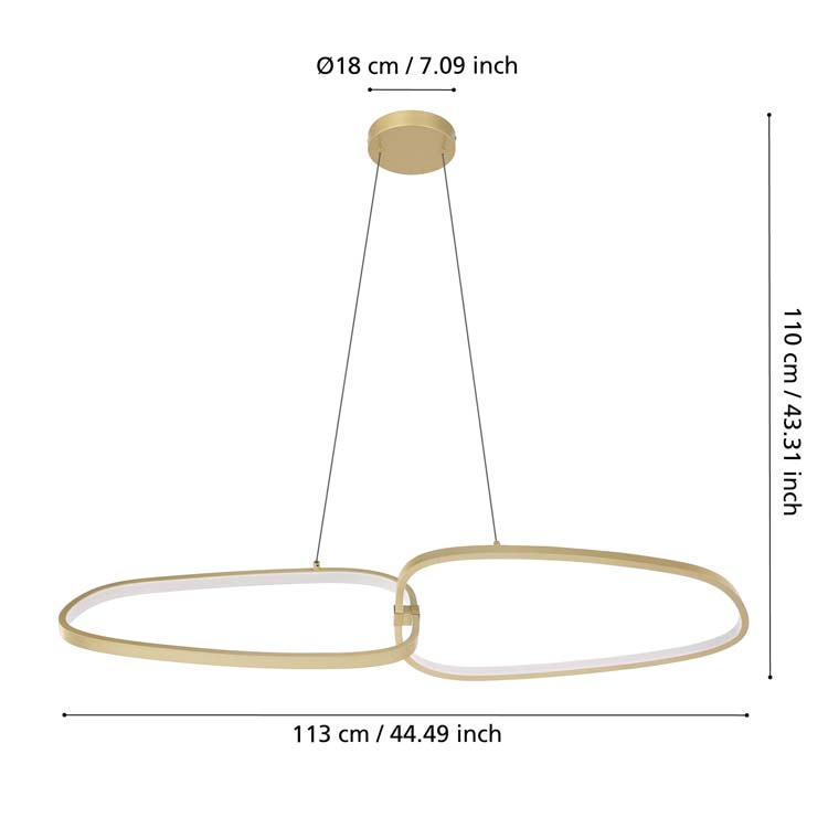 Lampe suspendue Orée LED laiton/blanc 3000K