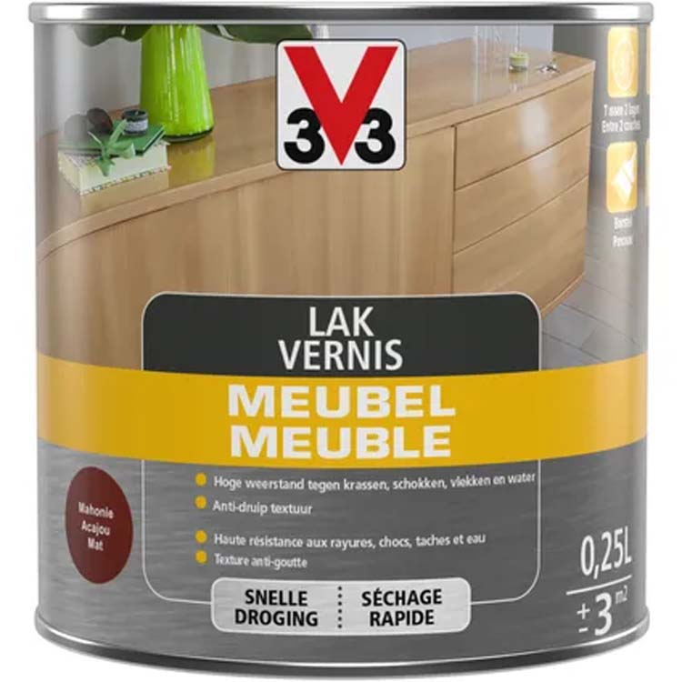 V33 vernis meuble déco acajou mat 0,25l