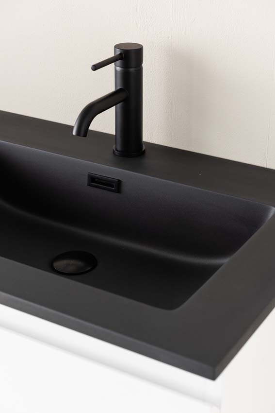 Meuble de salle de bain Tibo blanc 1400 mm lavabo double noir mat