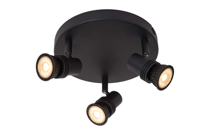 Lucide KIANTI - Spot plafond - Ø 21 cm - 3xGU10 - Noir