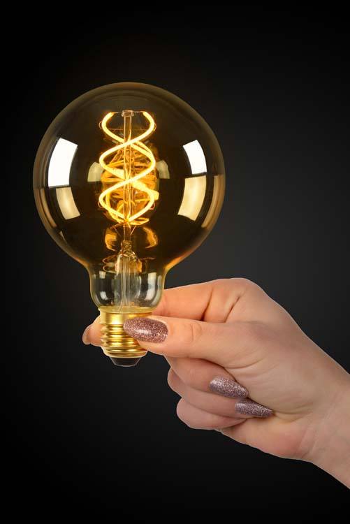 LED Bulb - Filament lamp - Ø 9,5 cm - Dimb - E27 - 1x5W - Amber