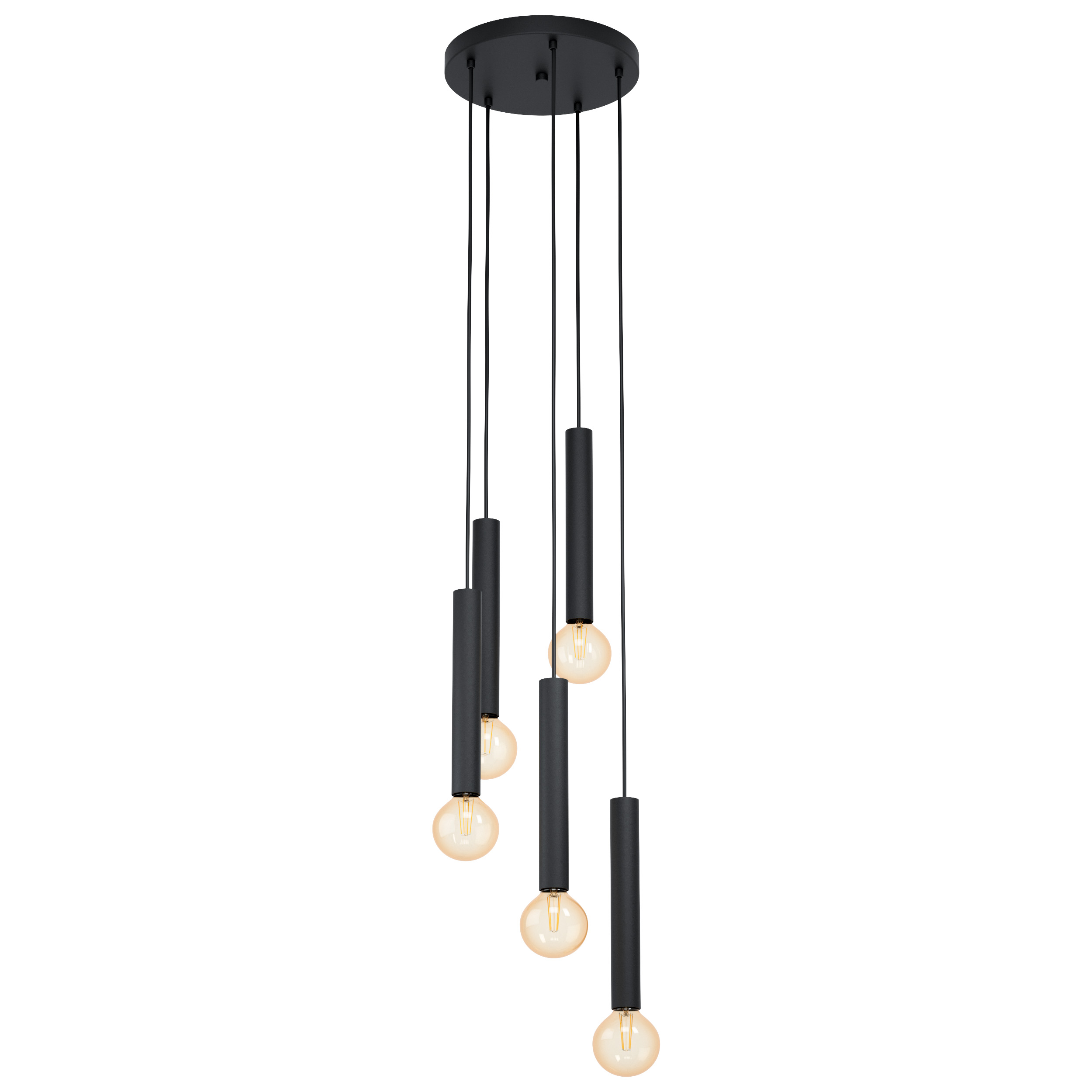 Hanglamp pendel zwart 5 stuks - E27