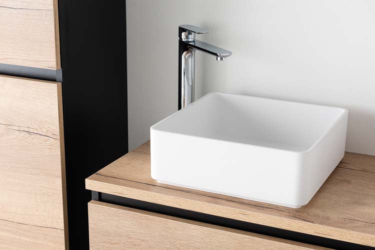 Meuble de salle de bain Dotan chêne/noir 1200 mm tablette en saillie melamine