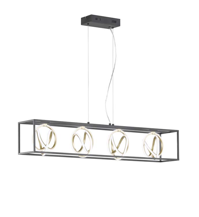 Hanglamp LED zwart goud 15W 5900LM dimmer lengte 110cm