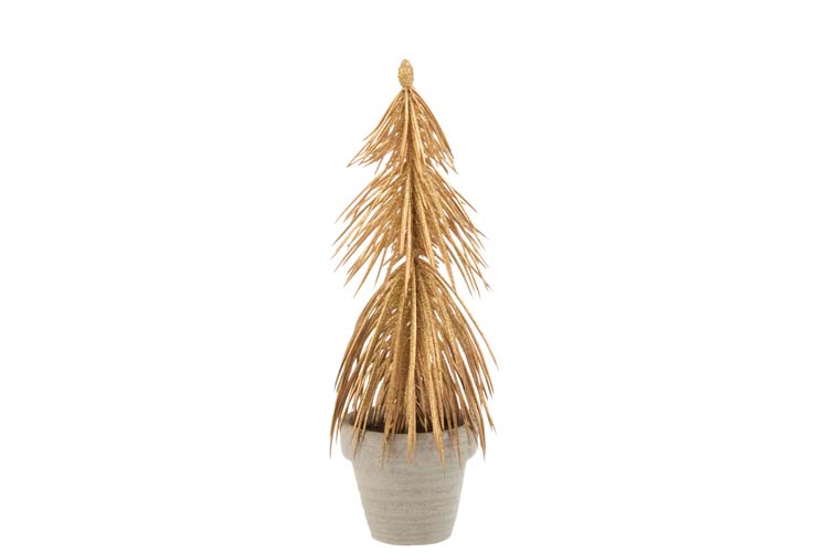 Dennenboom in pot goud/glitter 7 x 22 cm