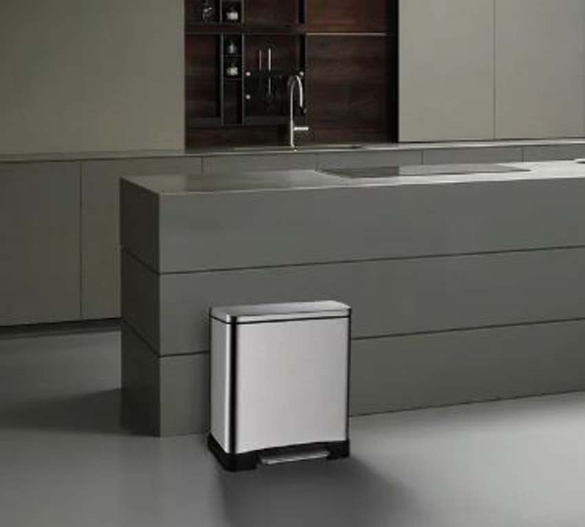 Poubelle Allibert 20L carré inox brossé