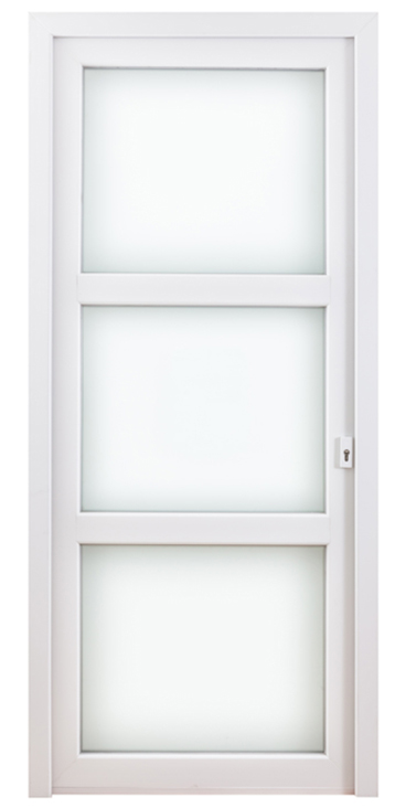 Porte extérieure pvc blanche/blanche 3 verres  mat D SUR MESURE