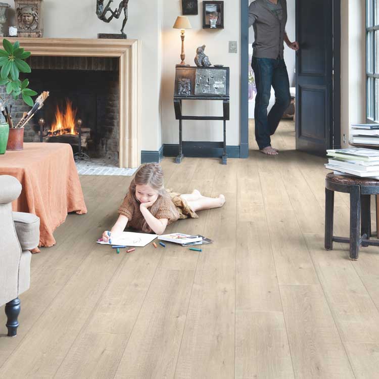 Staal Quick-Step Impressive beige eik met zaagsneden