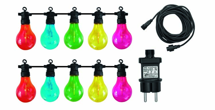 Eclairage de fête 10 lampes couleur câble 10m