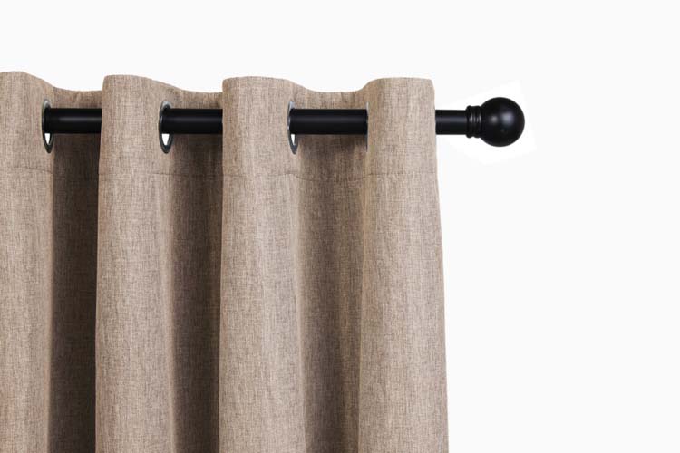 Rideau occultant luxe tissé taupe 150x260cm avec anneaux