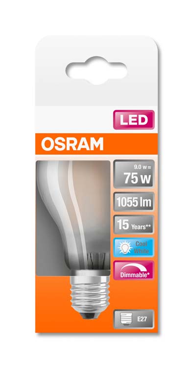 LED lamp retro classic 75 E27 9W koud wit mat dimbaar