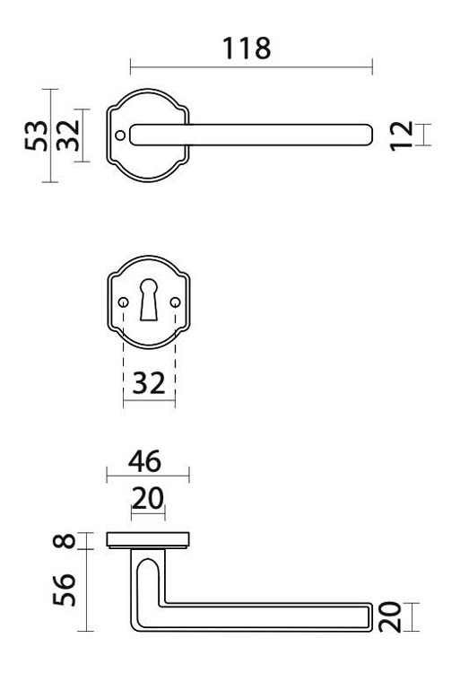 Deurklink Ralph font R+E 11.8 cm