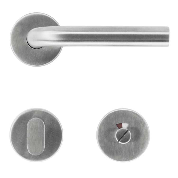 Poignée de porte milano 19mm inox plus avec serrure toilette