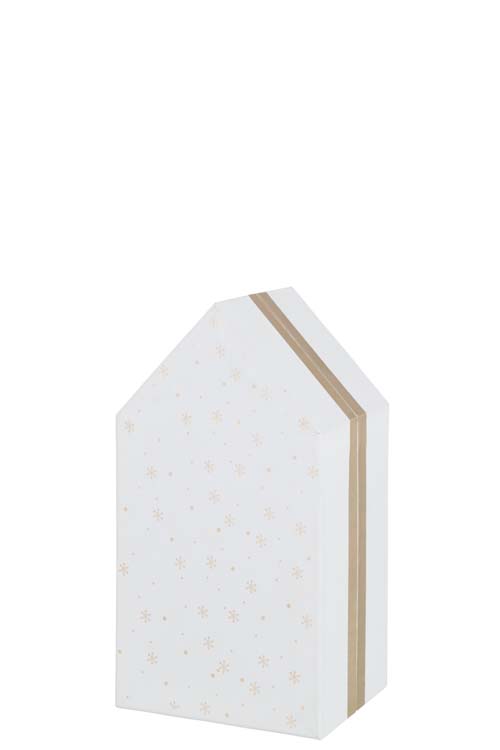 Adventskalender huis karton wit/goud H34,5 cm