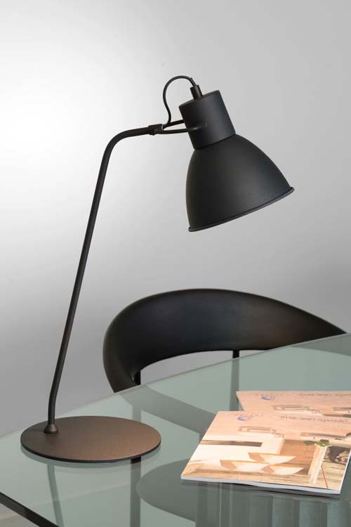 Lucide SHADI - Lampe de bureau - Ø 20 cm - 1xE14 - Noir