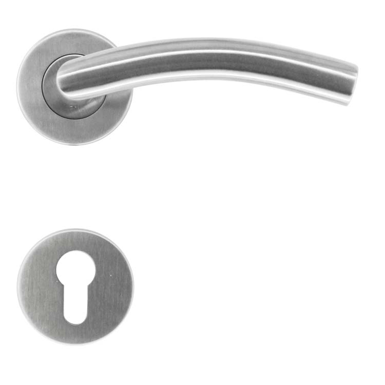 Poignée de porte bellagio 19mm inox plus rosace cylindre