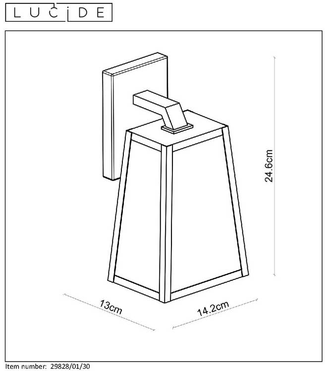 Lucide MATSLOT - Wandlamp Buiten - H25cm - E27 - IP23 - Zwart