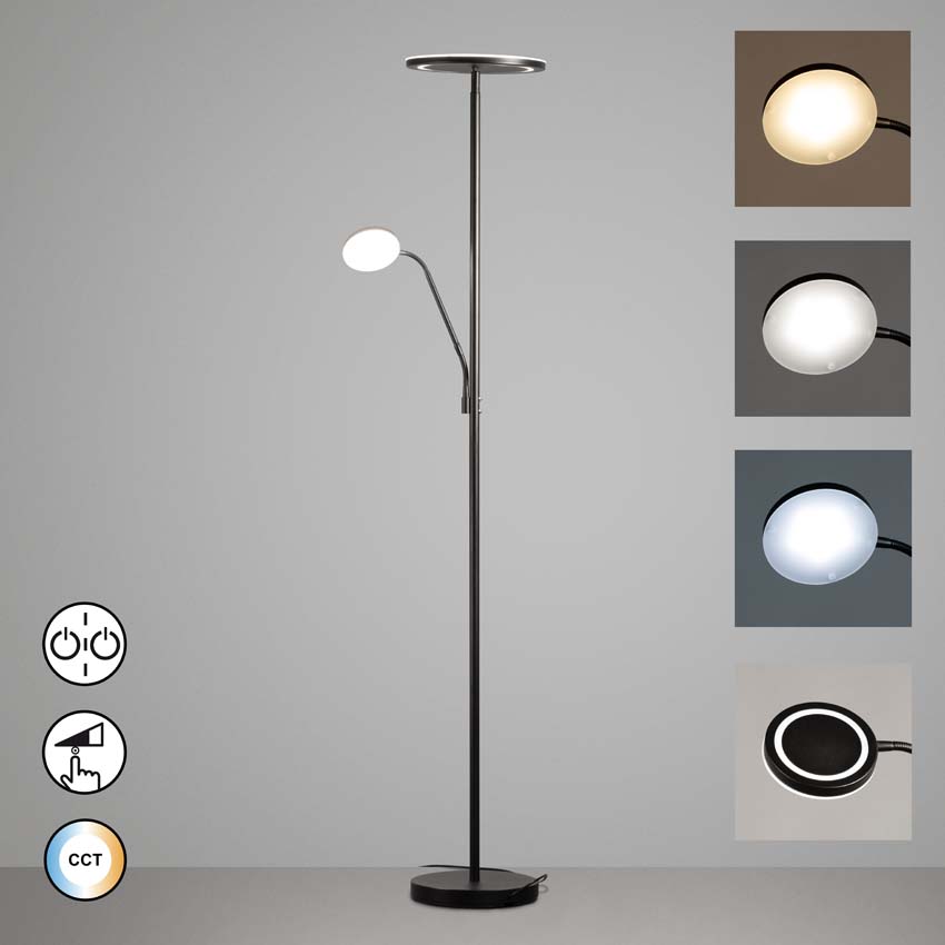 Vloerlamp zwart met leeslamp