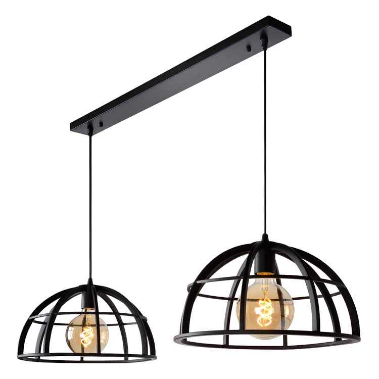 Lucide DIKRA - Hanglamp - 2xE27/60W - Zwart