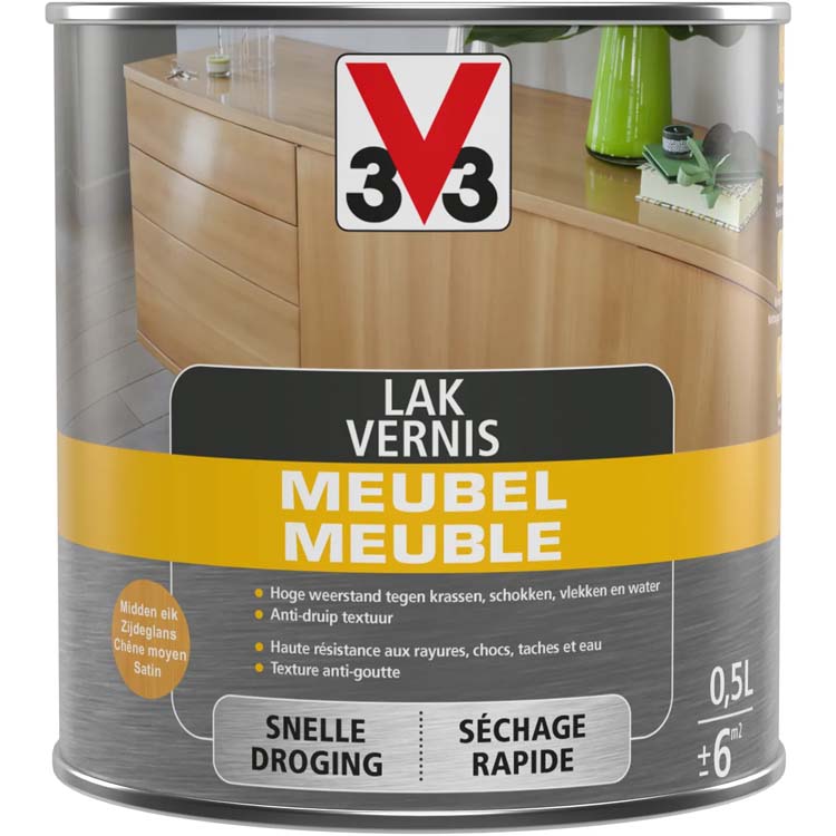 V33 laque pour meuble chêne moyen satiné brillant 0,5l