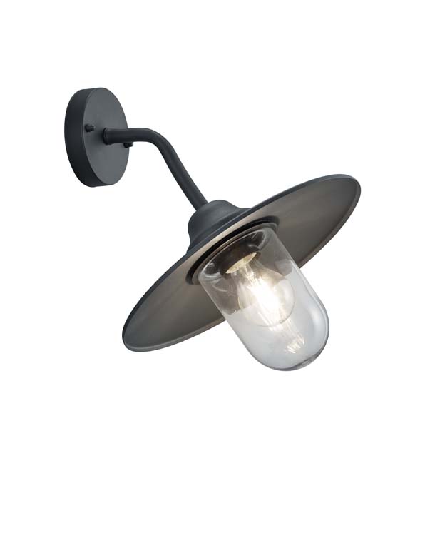 Wandlamp antraciet excl lamp LED mogelijk 1 lamp H35cm