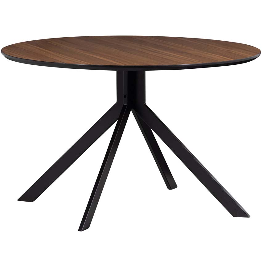 Table Tim en MDF avec placage noyer ronde brune Ø120cm