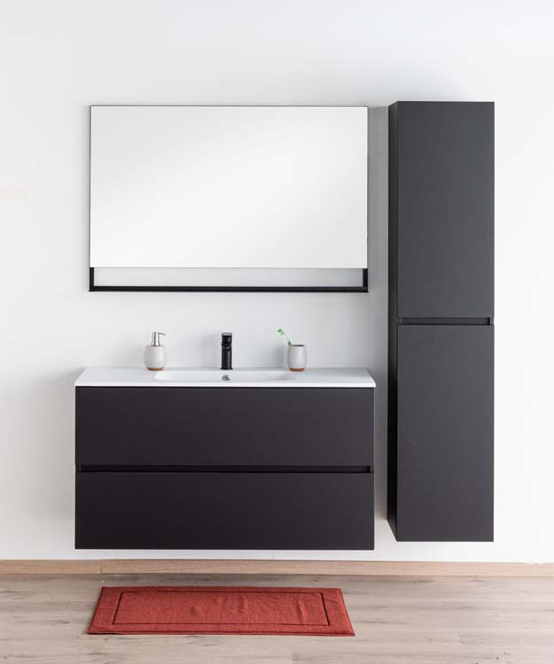 Meuble salle de bain Puro noir mat 1200mm lavabo mat