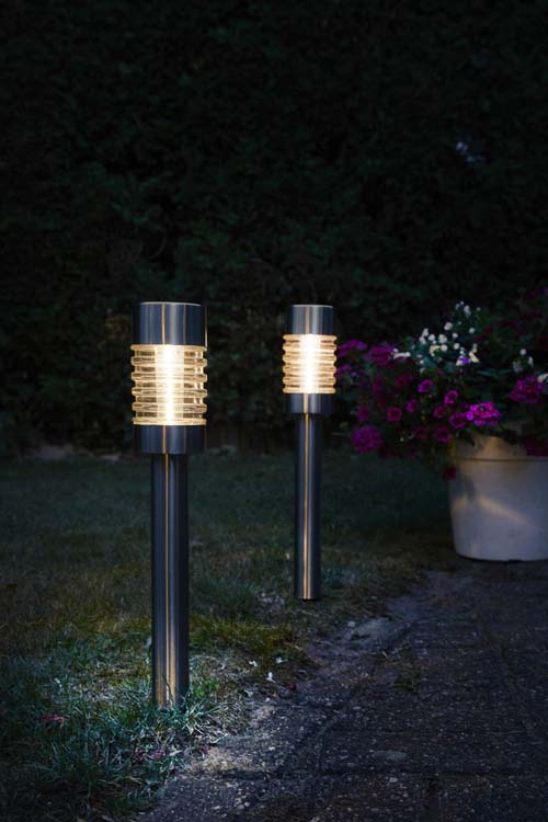 Solar tuinlamp met grondspie Firenze chroom 6 lumen