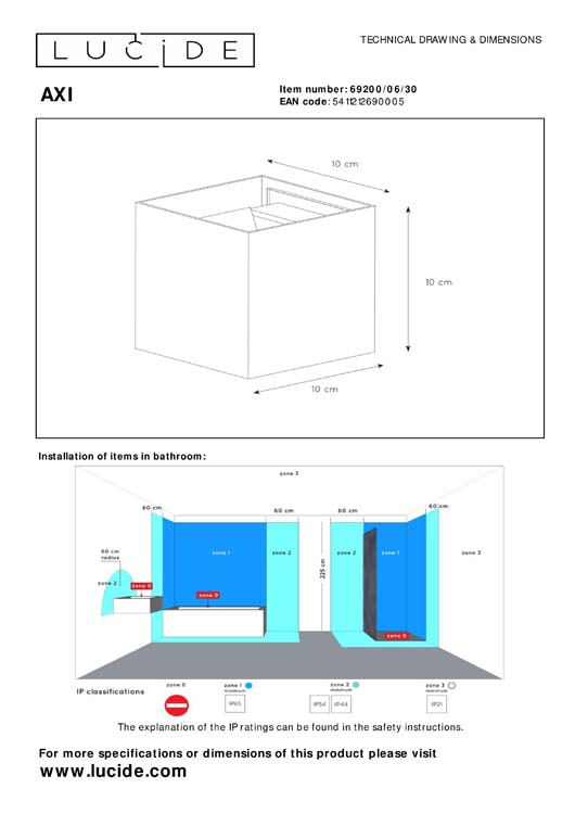 Spot mural Salle de bains - LED - 1x6W 2700K - IP54 - Noir