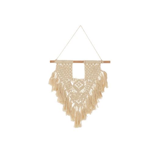 Wanddecoratie macramé katoen ecru 53x60 cm