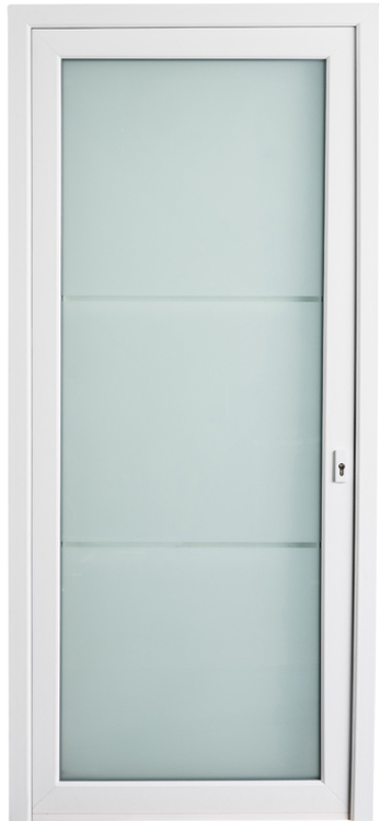 Porte ext. verre - PVC - 2 lign. transp. - Blanc - Droite - 980x2180mm