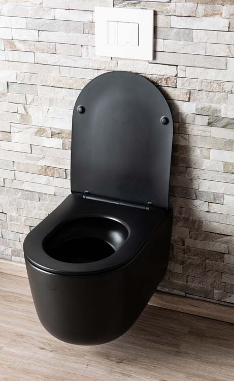 Toilette suspendu Gomez flush tornade sans rebord noir siège de wc 