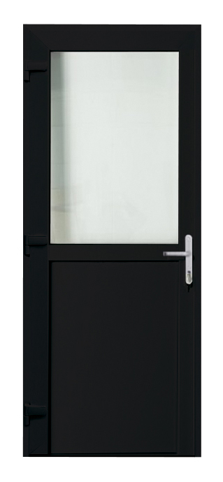 Porte extérieure pvc noire/blanche 980 x 2180 mm demi-vitrée G out