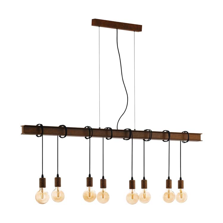 Suspension vintage brun E27 8x60W