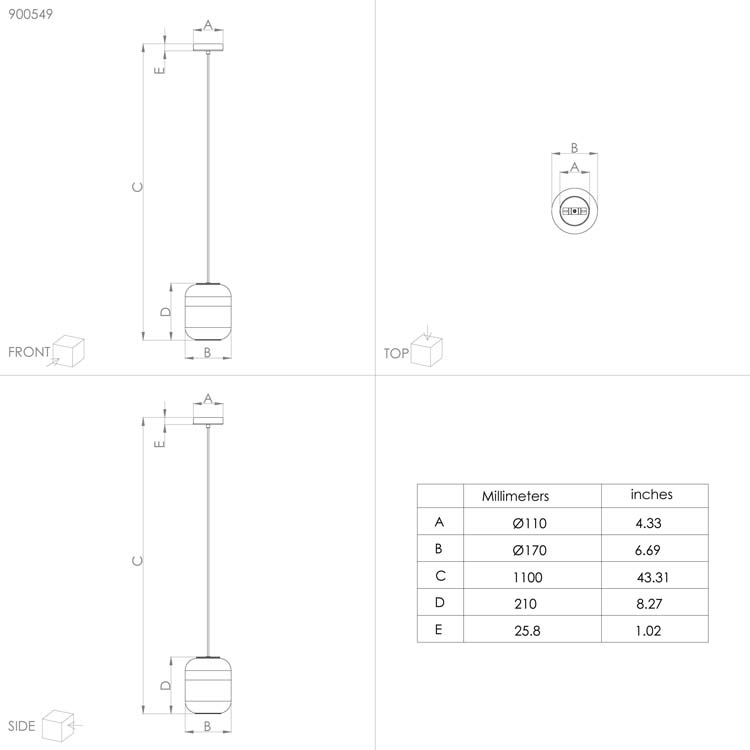 Lampe suspendue Mary 1xE27 40W or/verre clair