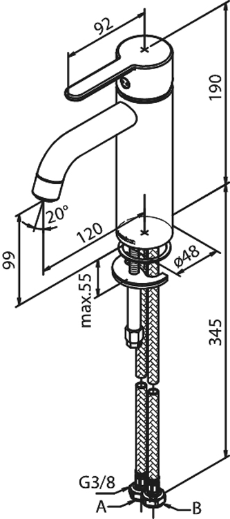 Wastafelkraan medium Silhouet mat zwart