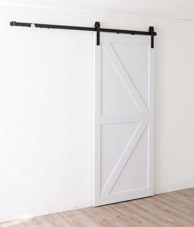 Porte coulissante Barn Tito blanc + rail noir robust 914 x 2134mm