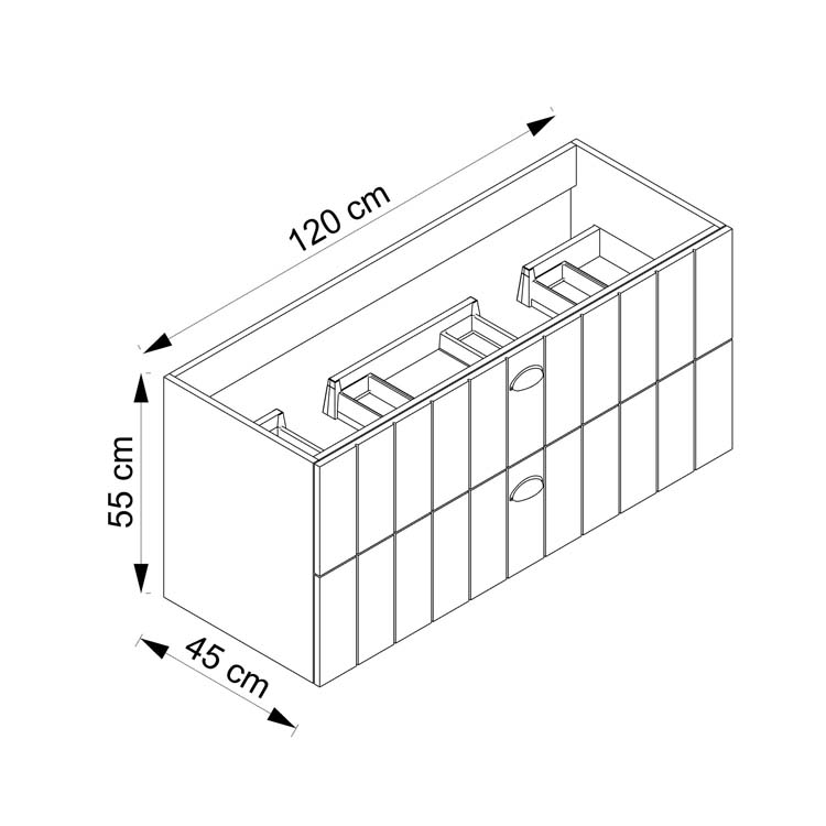 Meuble de salle de bain Amelia blanc 2 tiroirs 1200 mm lavabo blanc mat