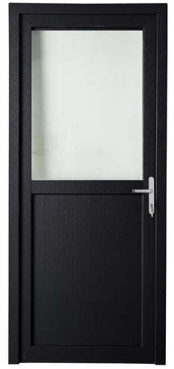 Porte extérieure pvc antra/blanche 880 x 1900 mm demi-vitrée D