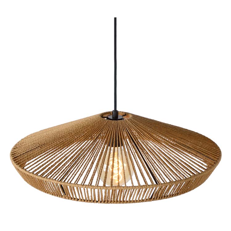 Lucide YUNKAI - Hanglamp - Ø 50 cm - 1xE27 - Licht hout