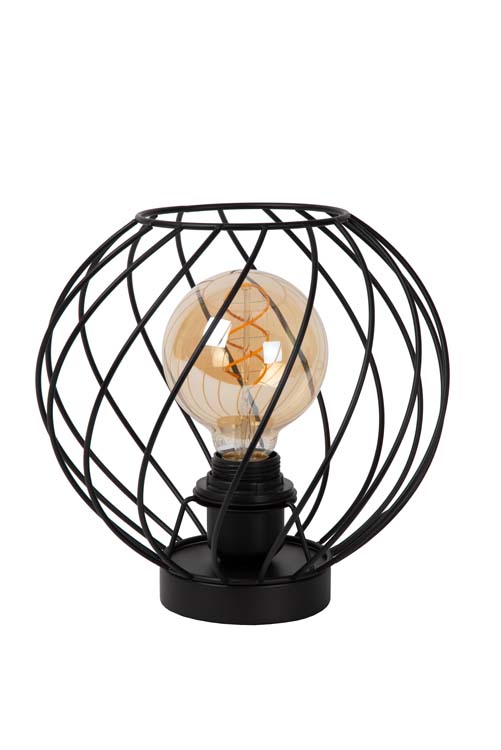 Lucide DANZA - Lampe de table - Ø 25 cm - 1xE27 - Noir