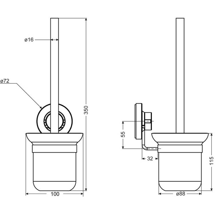 Toiletborstelhouder 3-in-1 zwart