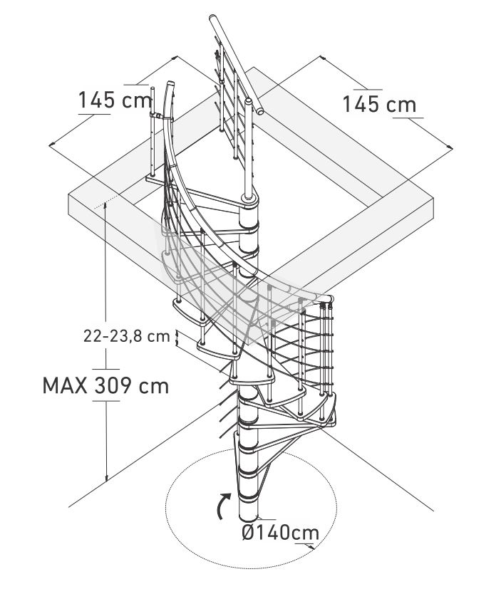 Wenteltrap Vechta Beuk 140cm