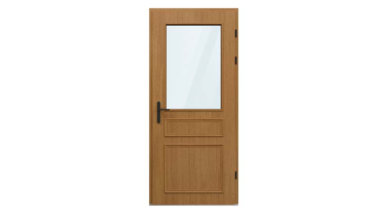 Porte extérieure meranti Taag demi-vitrée nature B 980 x H 2180 mm D