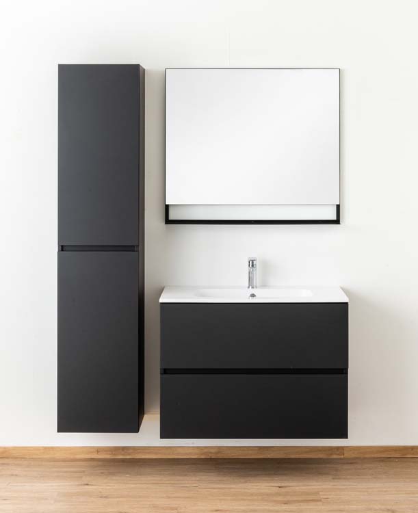 Meuble salle de bain Puro noir mat 900mm lavabo brillant