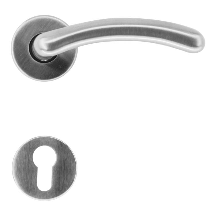 Poignée de porte andria look inox rosace cylindre