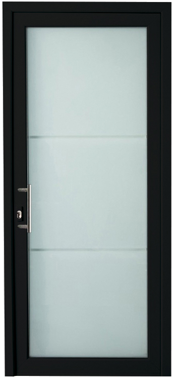 Porte extérieure pvc noire/blanche 980 x 2180 mm mat 2 lignes clair G