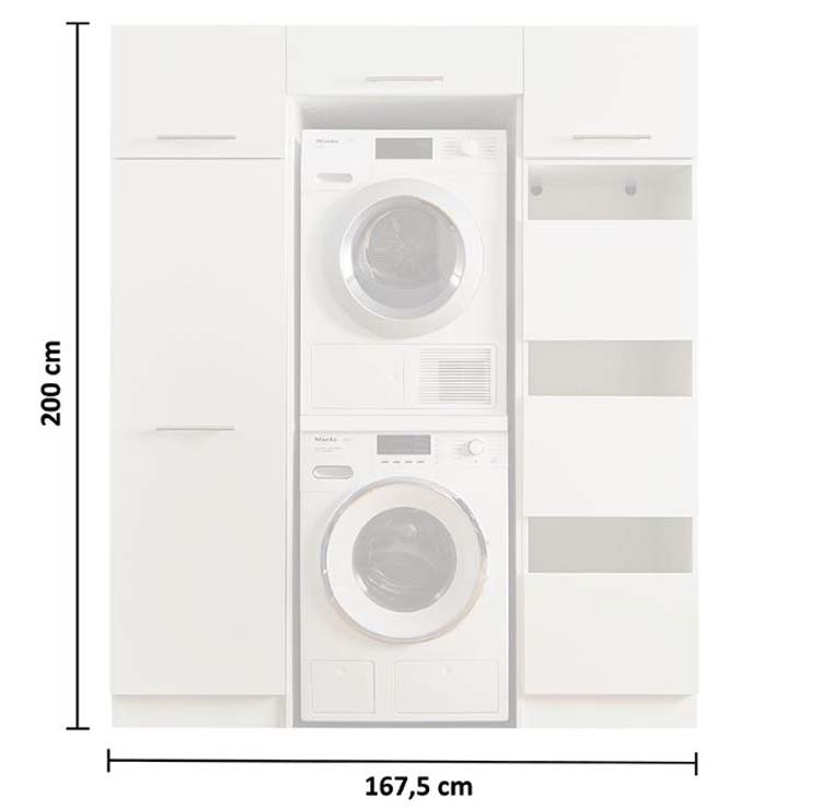 Wasmachine kasten Decowash - set 3 - antraciet - 67,5x167,5x200cm