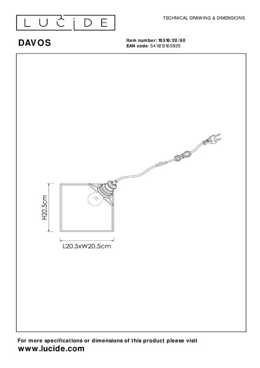 Lucide DAVOS - Lampe de table - 1xE27 - Transparent