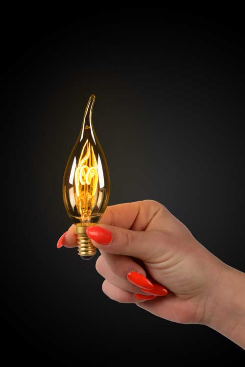 Lucide LED Bulb - Filament lamp - Ø 3,5 cm - LED Dimb. - E14 - 1x3W 2200K - Amber